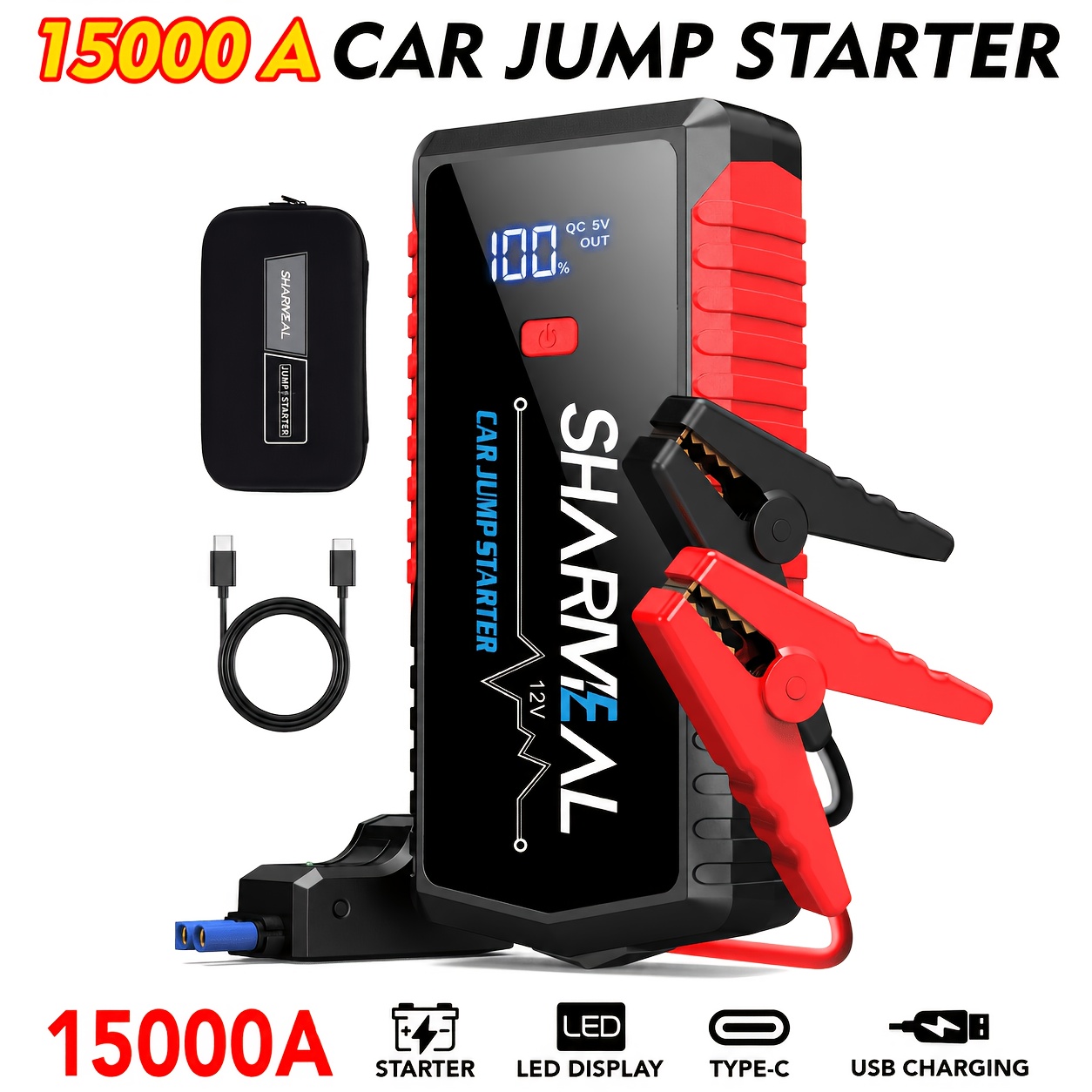 Portable Jump Starter - 10000A/13000A/15000A Single-Start Jump Starter Optional 16000A