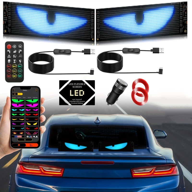 Car Accessories For Decoration - 2pcs LED Matrix Panel Sign USB