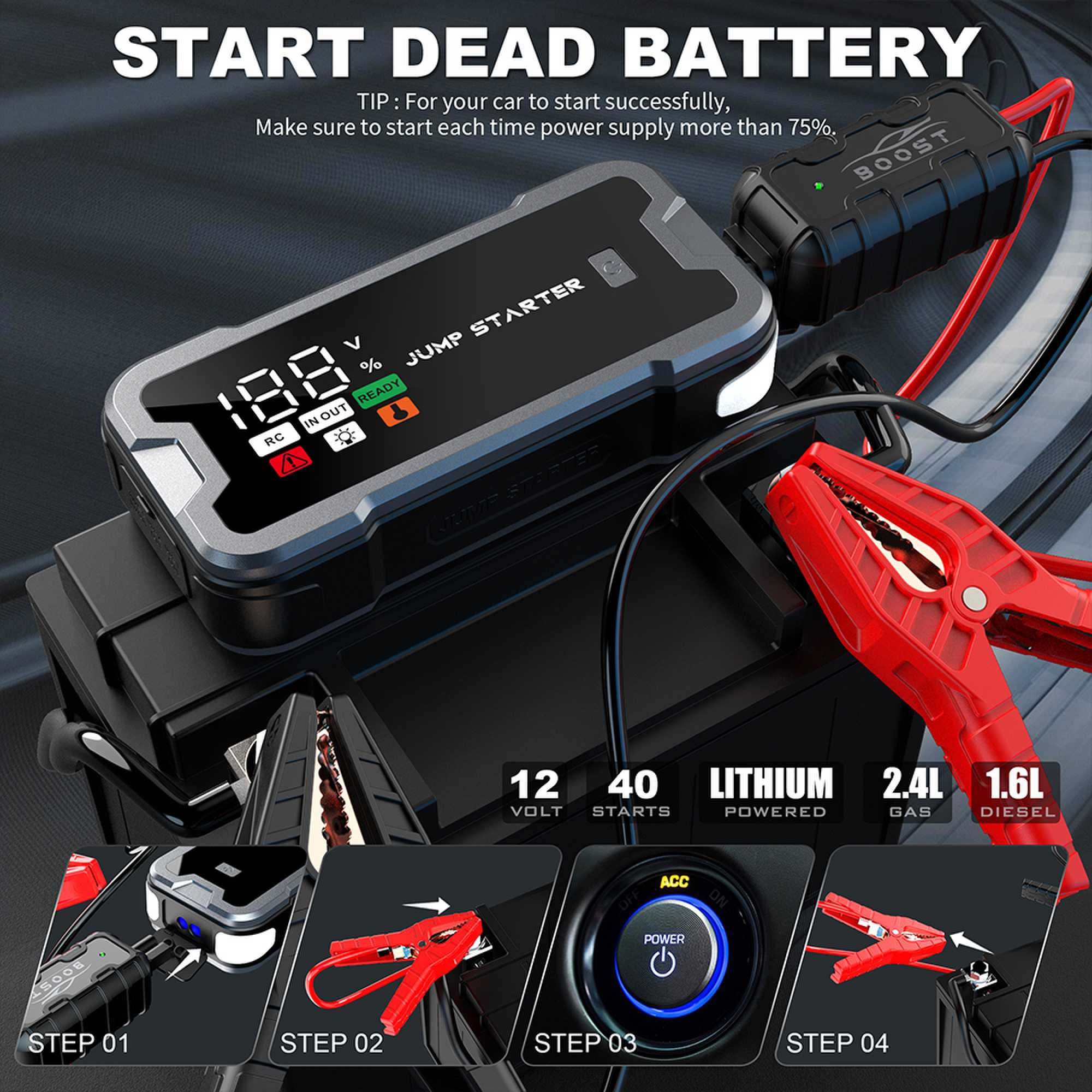 4000A Car Jump Starter ,Portab - Portable Jump Starter ulasan dan harga
