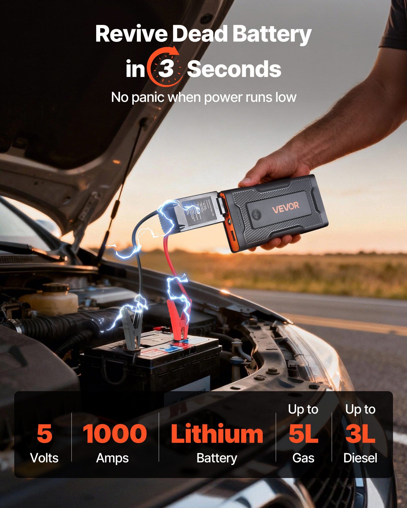 Jump Starter, 1000A Peak, Car  - Portable Jump Starter ulasan dan harga