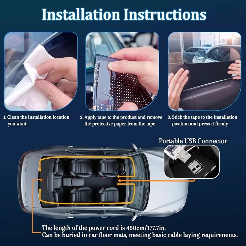 2pcs LED Matrix Panel Sign USB - Car Accessories For Decoration ulasan dan harga